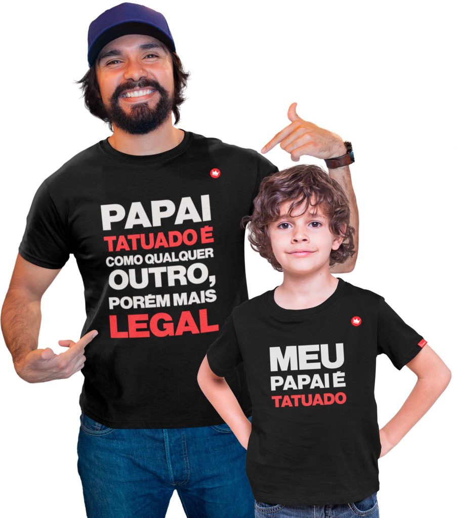 KIT 2 CAMISETAS PAI E FILHO PAPAI TATUADO