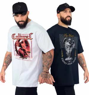 PROMOÇÃO 2 CAMISETAS OVERSIZED 100% ALGODÃO ESTAMPADAS COMBO SKU 0153