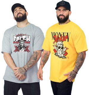 PROMOÇÃO 2 CAMISETAS OVERSIZED 100% ALGODÃO ESTAMPADAS COMBO SKU 0154