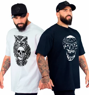 PROMOÇÃO 2 CAMISETAS OVERSIZED 100% ALGODÃO ESTAMPADAS COMBO SKU 0155