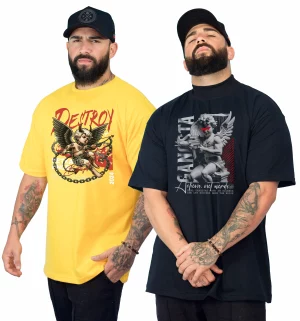 PROMOÇÃO 2 CAMISETAS OVERSIZED 100% ALGODÃO ESTAMPADAS COMBO SKU 0150