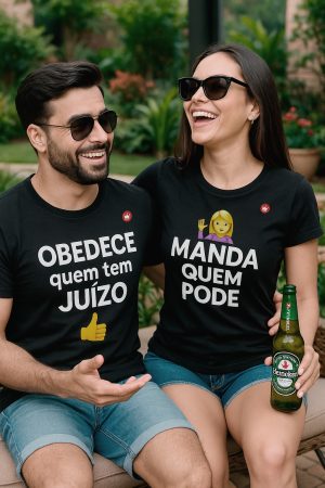 KIT COM 2 CAMISETAS MANDA QUEM PODE