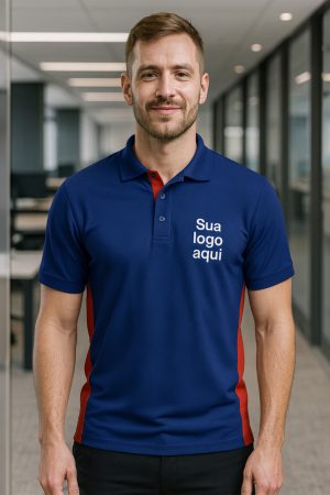 CAMISA ROYAL COM RECORTES LARANJA PARA EMPRESAS MODELO POLO COM RECORTES DIFERENCIADOS BORDADO O SEU LOGO KIT 10 PEÇAS